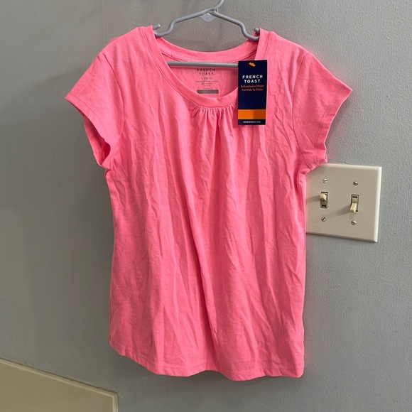 FRENCH TOAST NWT Girls Size Large (10/12) Bright Pink shirt crew neck top cotton - Picture 2 of 9
